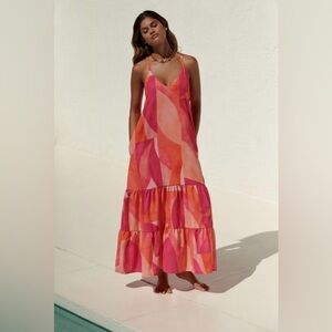 Peixoto Orange and Pink Maxi Dress